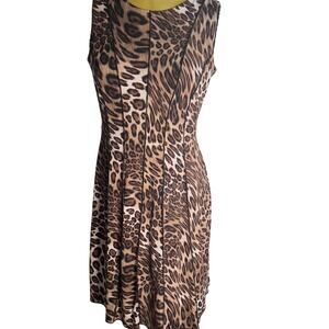 Enfocus Studio Poly/Spandex Size 6 Leopard Cheetah Animal Print Dress Knee Lgth